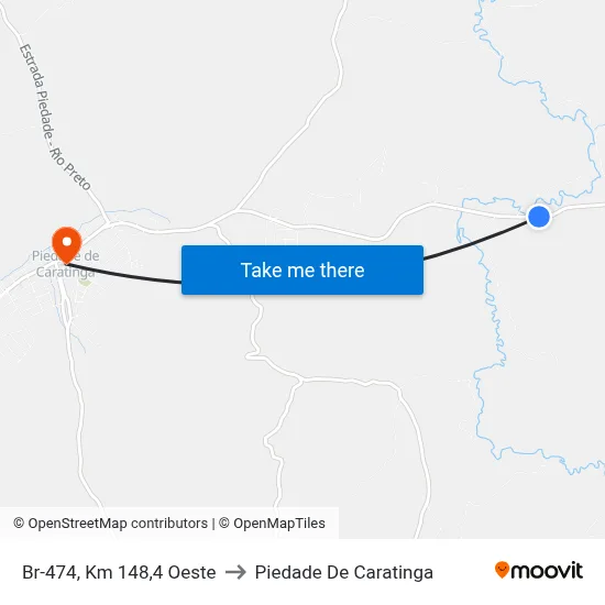 Br-474, Km 148,4 Oeste to Piedade De Caratinga map