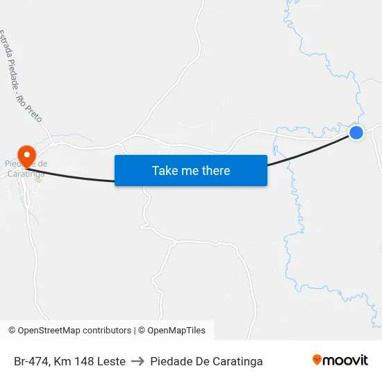 Br-474, Km 148 Leste to Piedade De Caratinga map