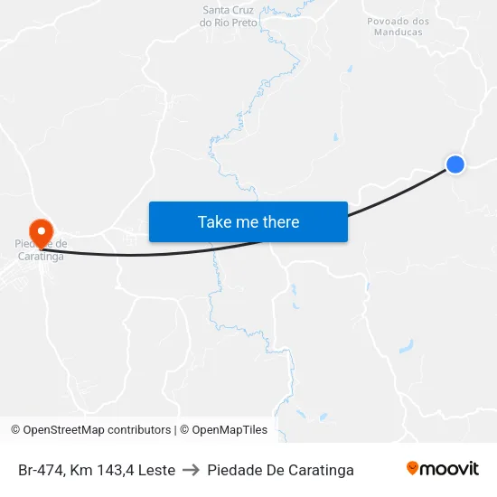 Br-474, Km 143,4 Leste to Piedade De Caratinga map