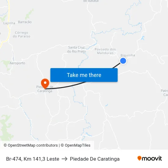 Br-474, Km 141,3 Leste to Piedade De Caratinga map