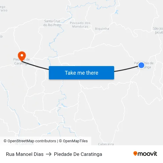 Rua Manoel Dias to Piedade De Caratinga map