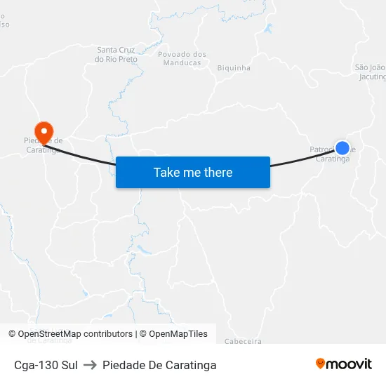 Cga-130 Sul to Piedade De Caratinga map