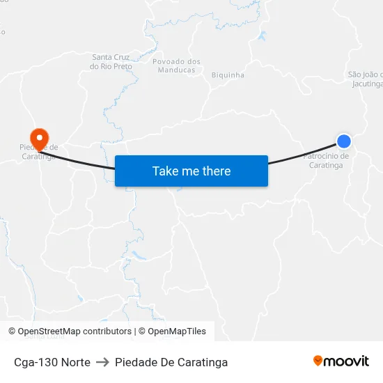 Cga-130 Norte to Piedade De Caratinga map