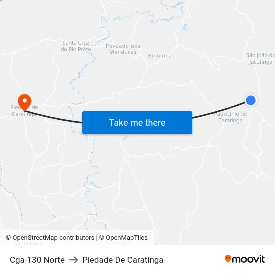 Cga-130 Norte to Piedade De Caratinga map