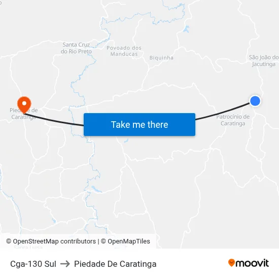 Cga-130 Sul to Piedade De Caratinga map