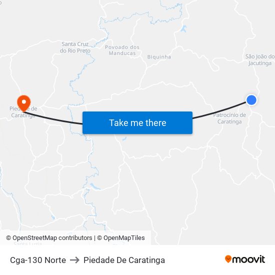Cga-130 Norte to Piedade De Caratinga map