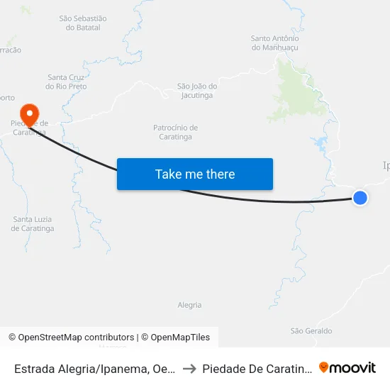 Estrada Alegria/Ipanema, Oeste to Piedade De Caratinga map