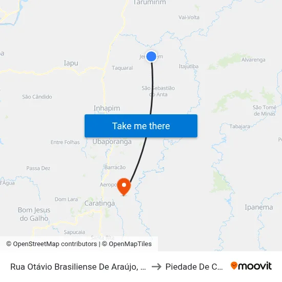 Rua Otávio Brasiliense De Araújo, 15 | Jerusalém to Piedade De Caratinga map