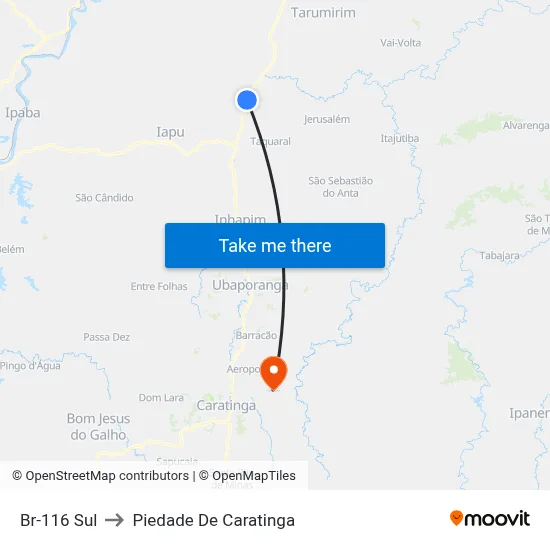 Br-116 Sul to Piedade De Caratinga map