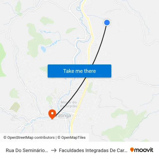 Rua Do Seminário, 519 to Faculdades Integradas De Caratinga map