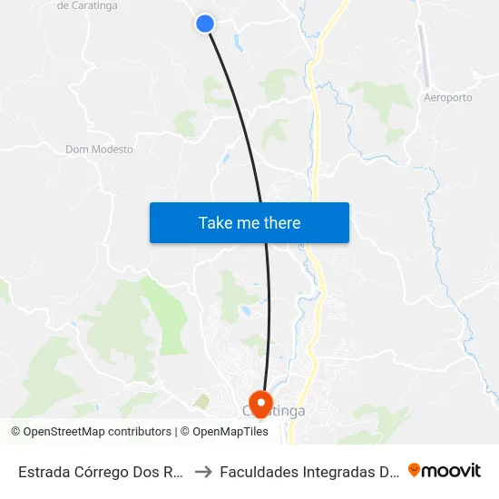 Estrada Córrego Dos Rosas, Leste to Faculdades Integradas De Caratinga map