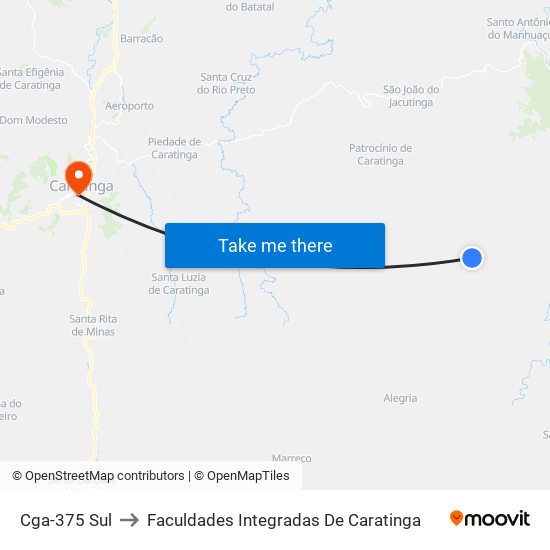 Cga-375 Sul to Faculdades Integradas De Caratinga map