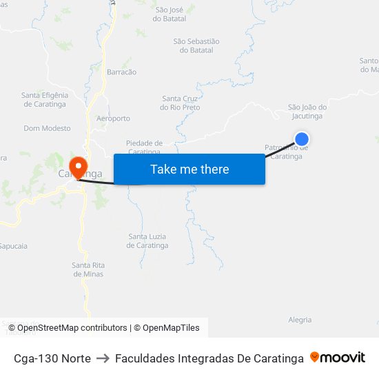 Cga-130 Norte to Faculdades Integradas De Caratinga map