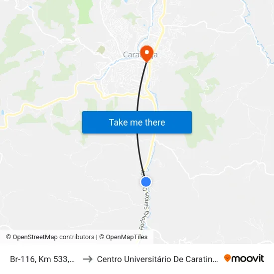 Br-116, Km 533,8 Norte to Centro Universitário De Caratinga - Unec I map