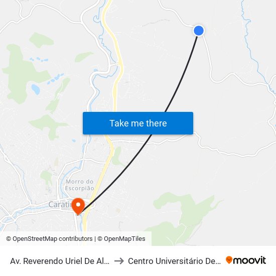 Av. Reverendo Uriel De Almeida Leitão, 2000 to Centro Universitário De Caratinga - Unec I map