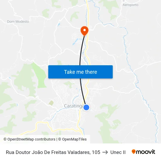 Rua Doutor João De Freitas Valadares, 105 to Unec II map