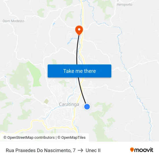 Rua Praxedes Do Nascimento, 7 to Unec II map