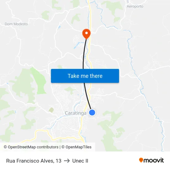Rua Francisco Alves, 13 to Unec II map