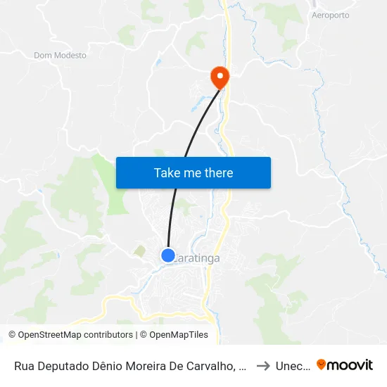 Rua Deputado Dênio Moreira De Carvalho, 160 to Unec II map