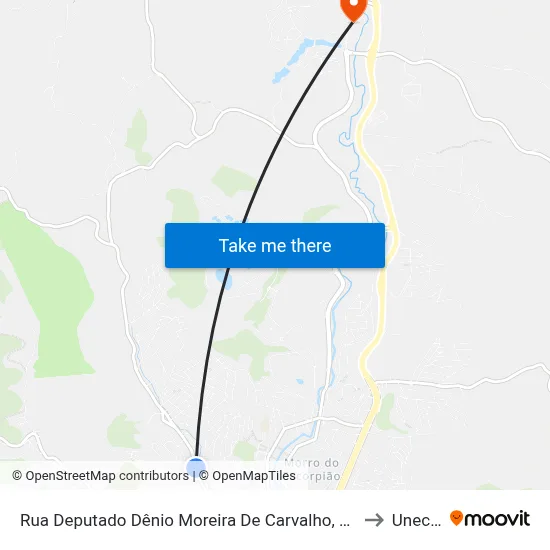 Rua Deputado Dênio Moreira De Carvalho, 402 to Unec II map