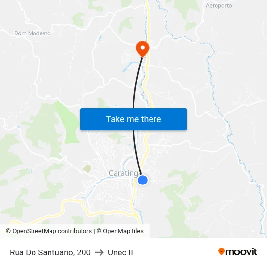 Rua Do Santuário, 200 to Unec II map