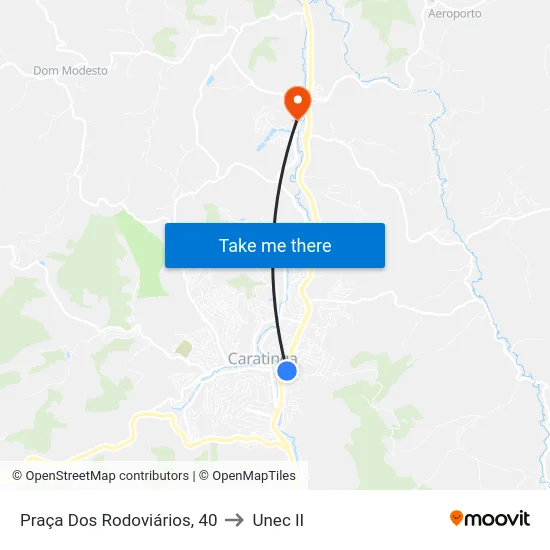 Praça Dos Rodoviários, 40 to Unec II map