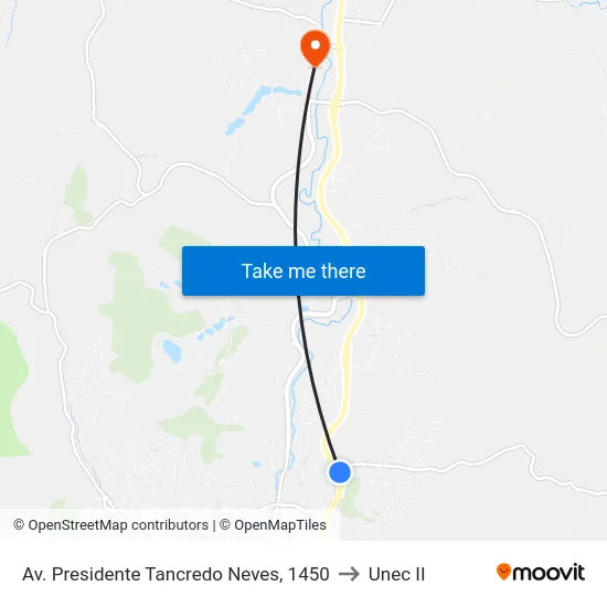 Av. Presidente Tancredo Neves, 1450 to Unec II map