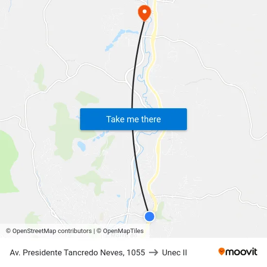 Av. Presidente Tancredo Neves, 1055 to Unec II map