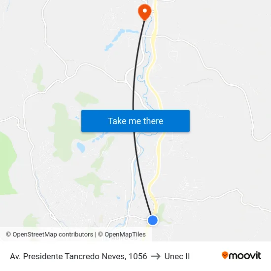 Av. Presidente Tancredo Neves, 1056 to Unec II map