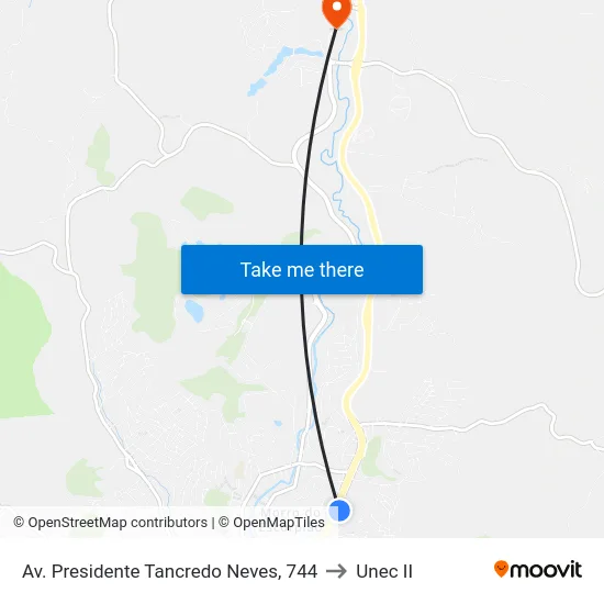 Av. Presidente Tancredo Neves, 744 to Unec II map