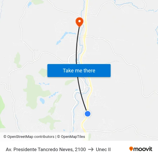Av. Presidente Tancredo Neves, 2100 to Unec II map