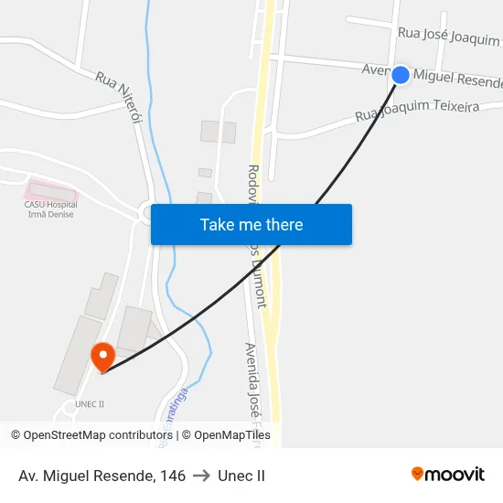 Av. Miguel Resende, 146 to Unec II map