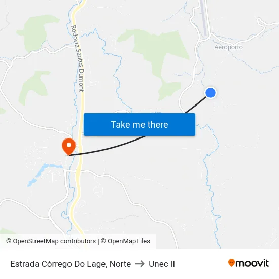 Estrada Córrego Do Lage, Norte to Unec II map