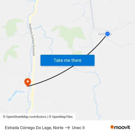 Estrada Córrego Do Lage, Norte to Unec II map