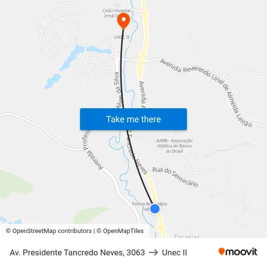 Av. Presidente Tancredo Neves, 3063 to Unec II map