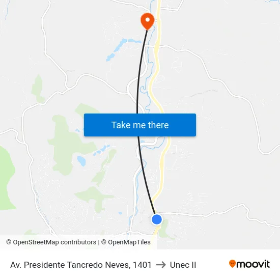 Av. Presidente Tancredo Neves, 1401 to Unec II map