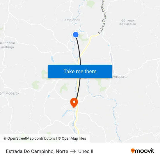 Estrada Do Campinho, Norte to Unec II map