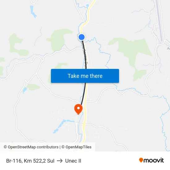 Br-116, Km 522,2 Sul to Unec II map