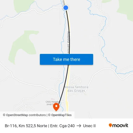 Br-116, Km 522,5 Norte | Entr. Cga-240 to Unec II map
