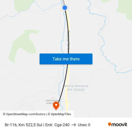 Br-116, Km 522,5 Sul | Entr. Cga-240 to Unec II map