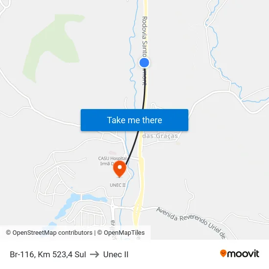 Br-116, Km 523,4 Sul to Unec II map