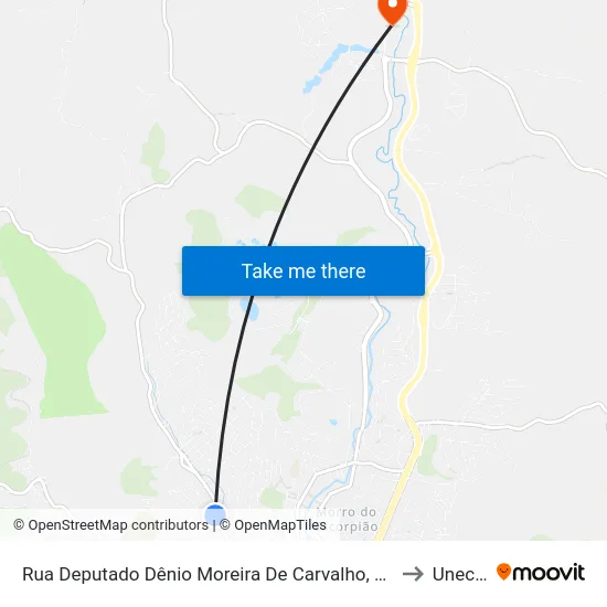 Rua Deputado Dênio Moreira De Carvalho, 425 to Unec II map