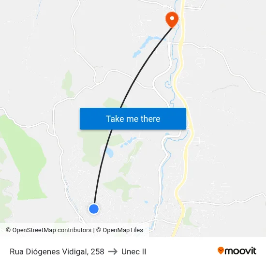 Rua Diógenes Vidigal, 258 to Unec II map