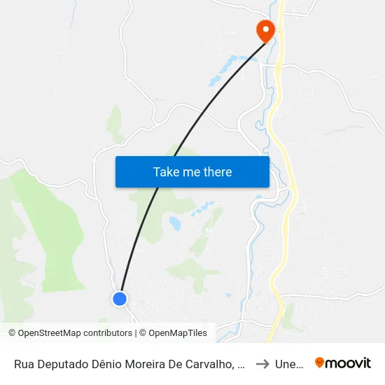 Rua Deputado Dênio Moreira De Carvalho, 1293 to Unec II map