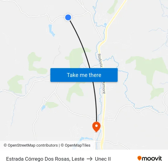 Estrada Córrego Dos Rosas, Leste to Unec II map