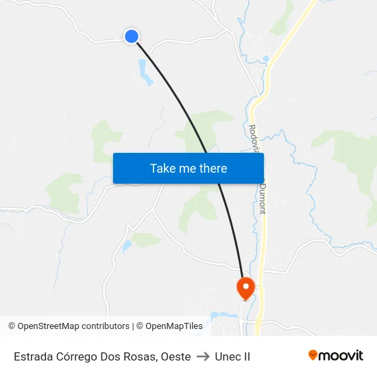 Estrada Córrego Dos Rosas, Oeste to Unec II map
