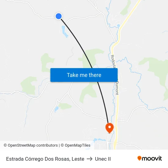 Estrada Córrego Dos Rosas, Leste to Unec II map