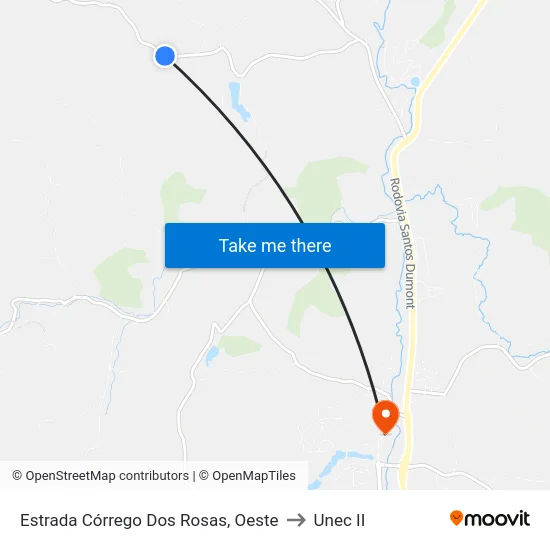 Estrada Córrego Dos Rosas, Oeste to Unec II map