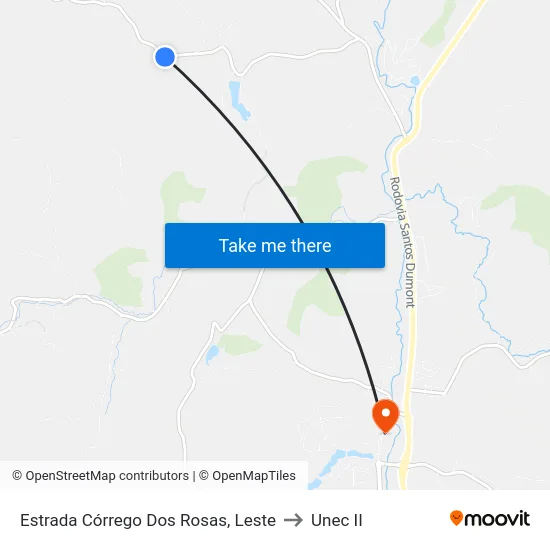 Estrada Córrego Dos Rosas, Leste to Unec II map