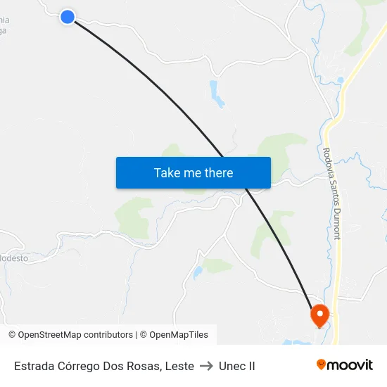 Estrada Córrego Dos Rosas, Leste to Unec II map